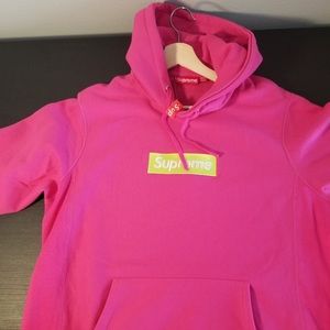 Pink green supreme hoodie Clearance